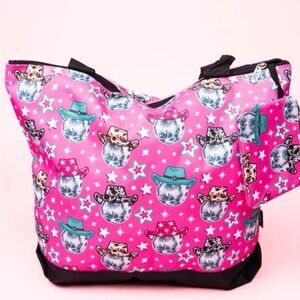 Disco cowboy western Tote Bag with attached coin purse weekend bag travel